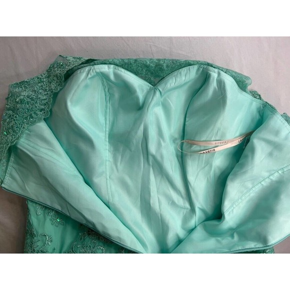 Lavetir Gown Dress Women's 18 Plus Green Floral Maxi Jewel Neck Sleeveless New - Picture 16 of 16